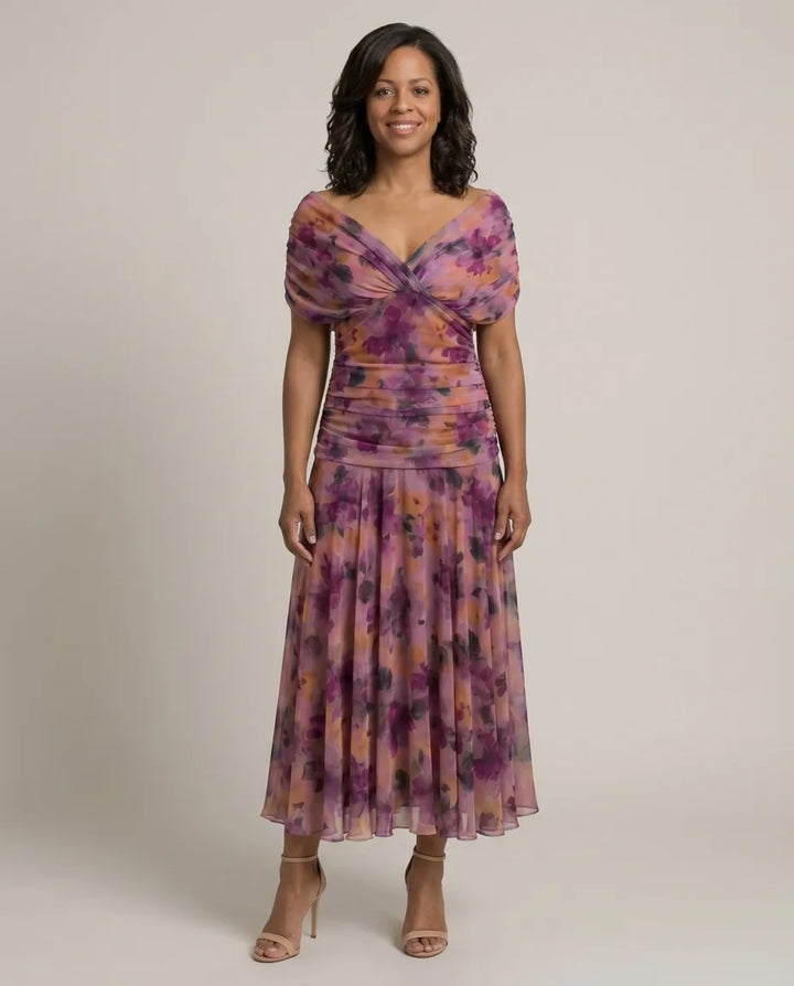 Hannah | Off Shoulder Flow Midi Dress
