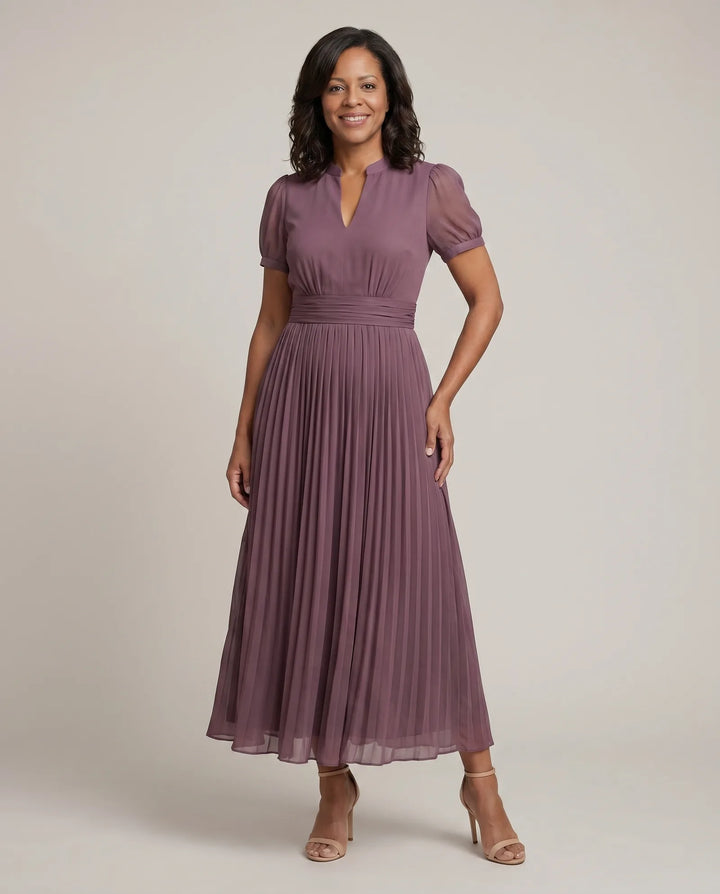 Avery | Gathered-Waist Keyhole Maxi Dress