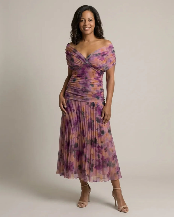 Hannah | Off Shoulder Flow Midi Dress