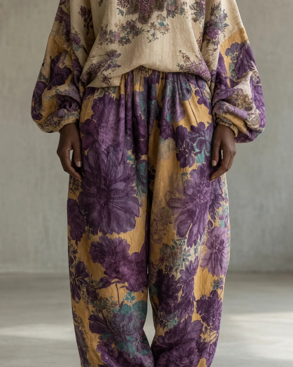 Lisette | Vintage Embroidered Linen-Look Set