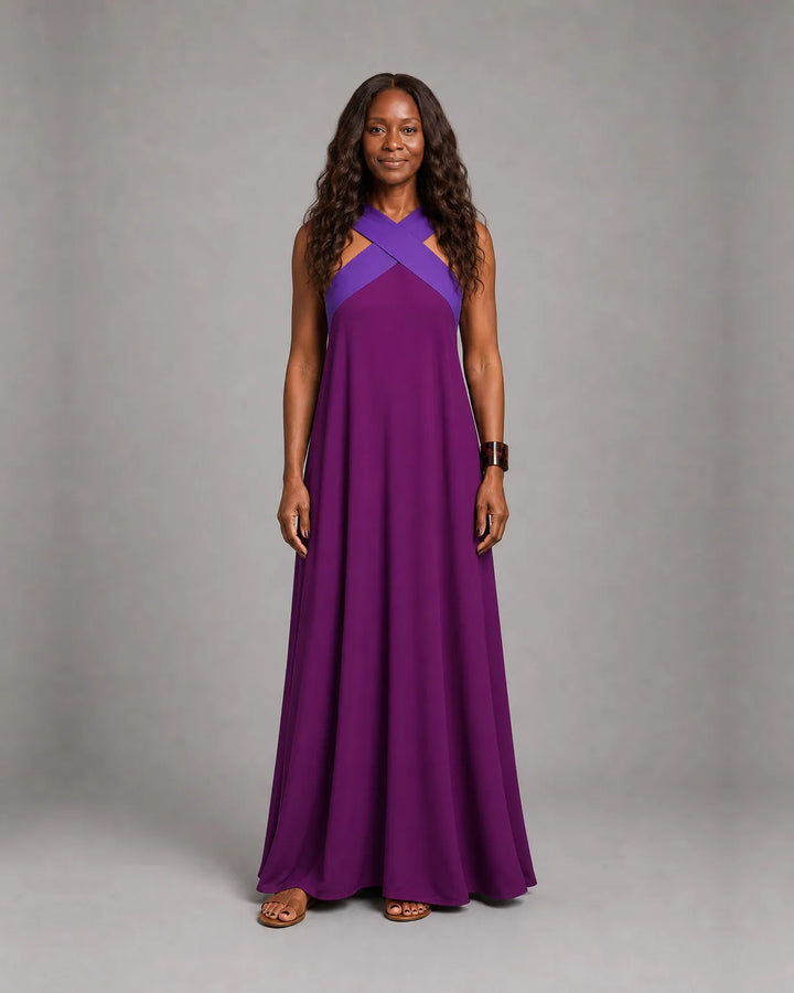 Velora™ | Cross Elegance Maxi Dress