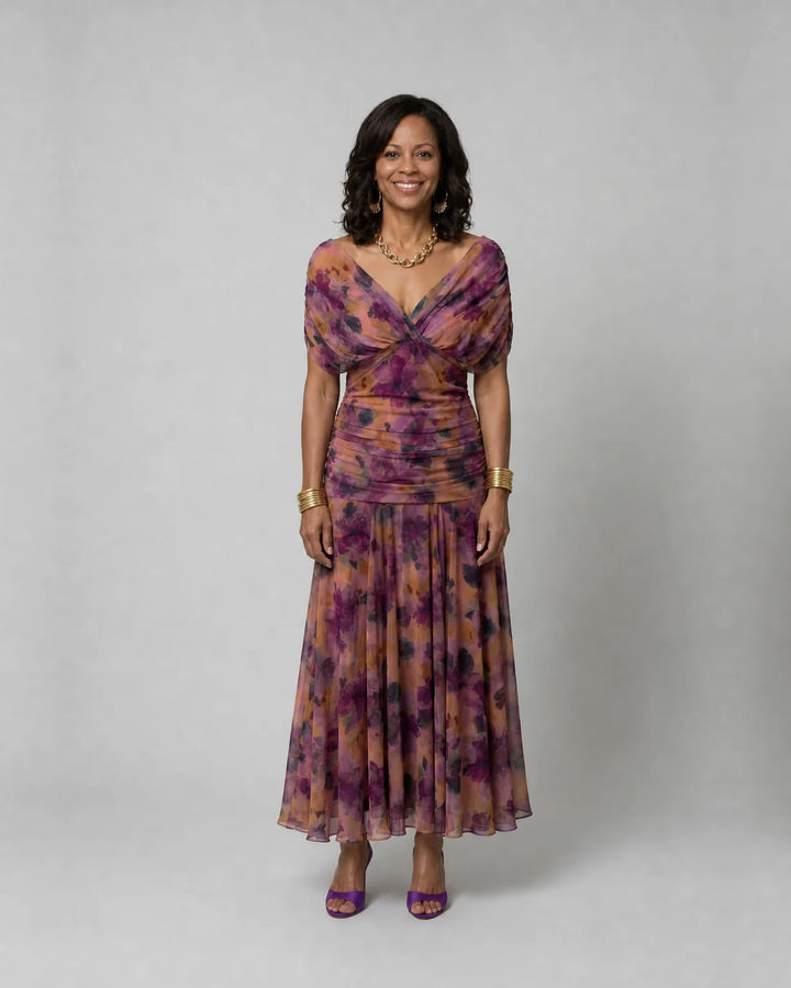 Calen | Off Shoulder Flow Midi Dresses
