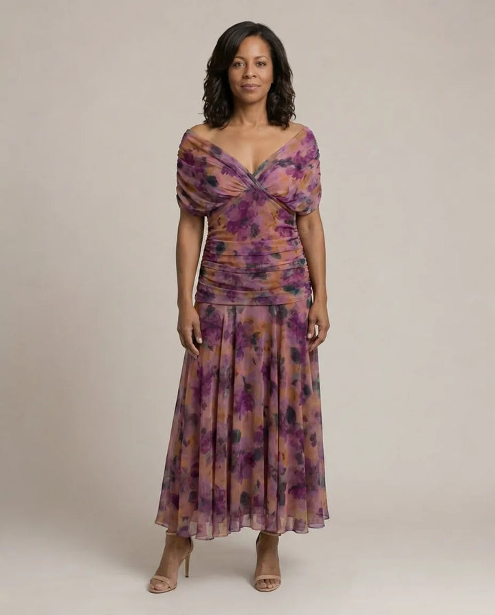 Calen | Off Shoulder Flow Midi Dresses