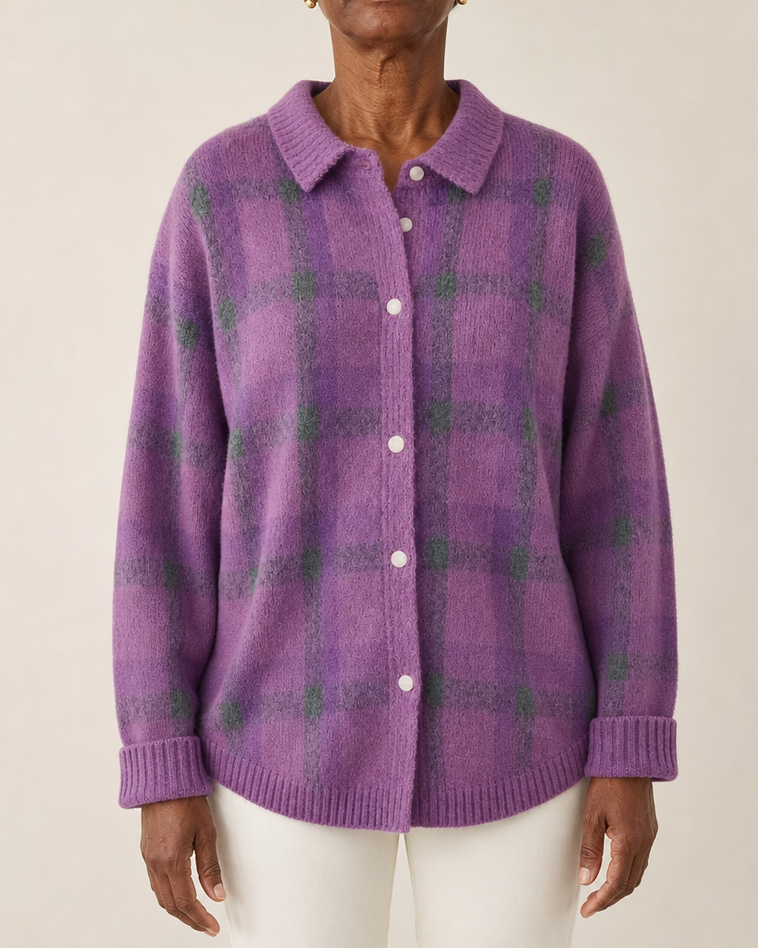 Rebecca | Relaxed Fit Checked Cardigan