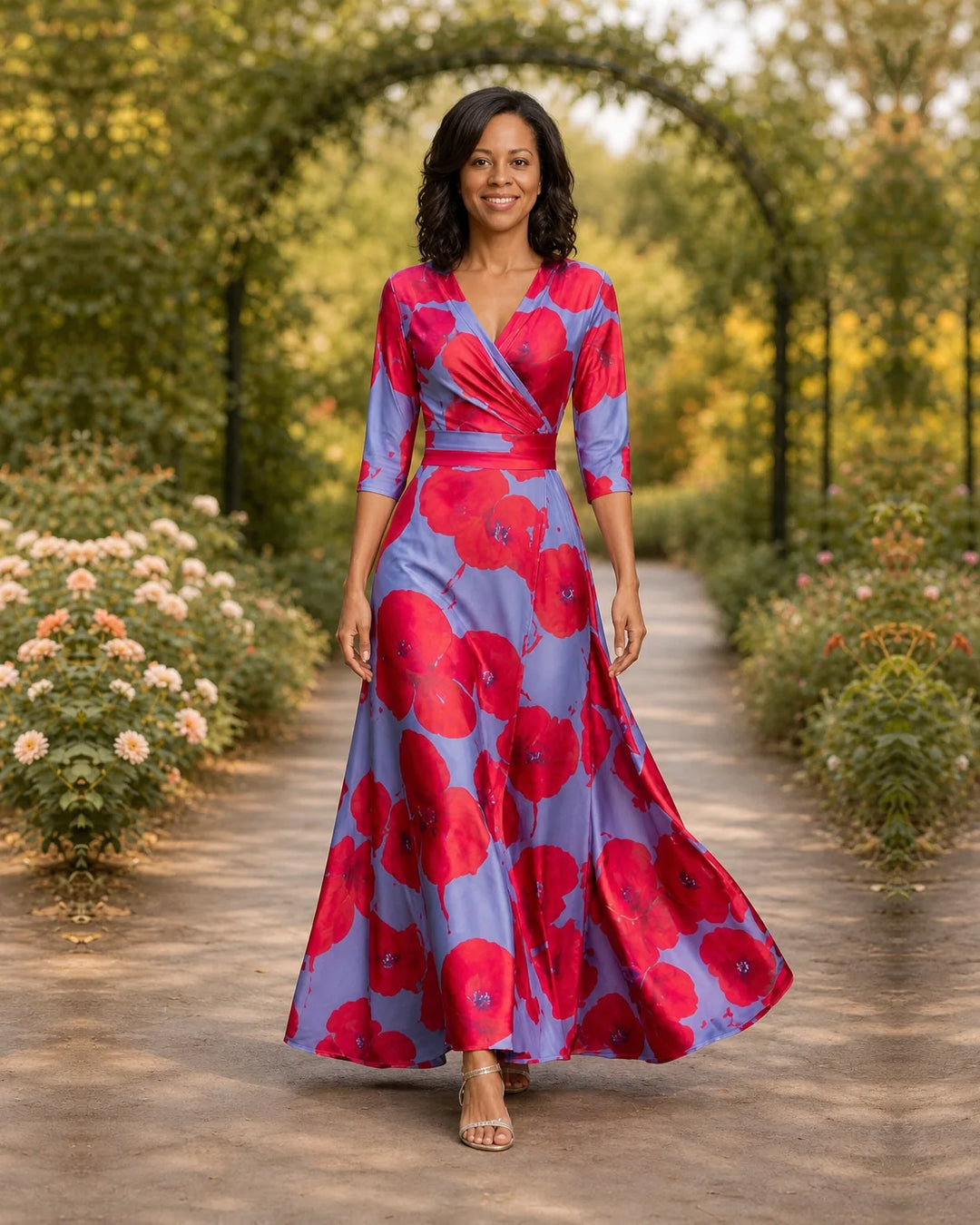 Lillian | Wrap-Style Flowing Maxi Dress