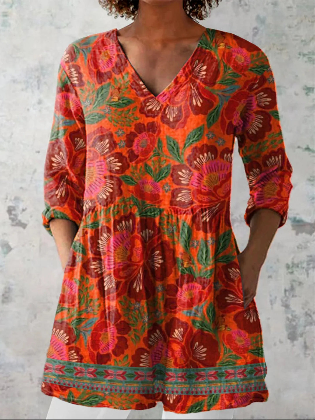 Adira | Long Blouse with V-Neck