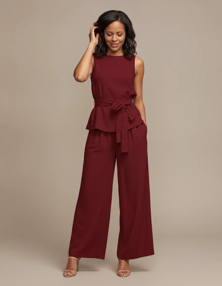 Camila | Tie-Waist Peplum Two-Piece Set