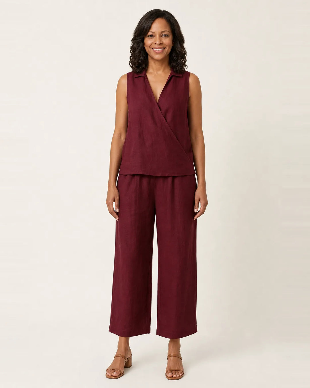 Twiila | Wrap-Top & Wide-Leg Set — Red