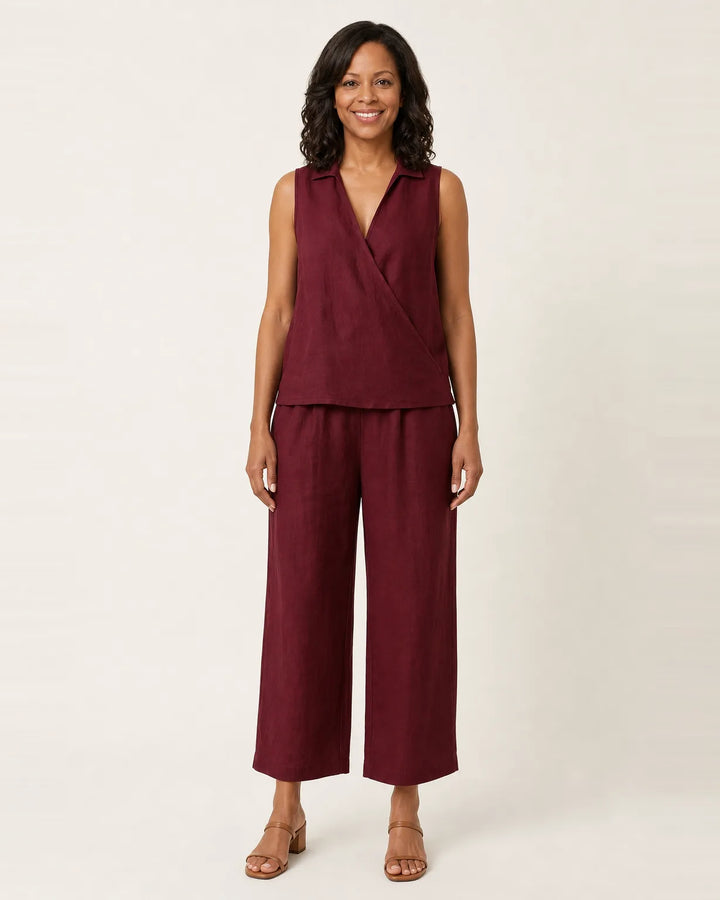 Twiila | Wrap-Top & Wide-Leg Set — Red