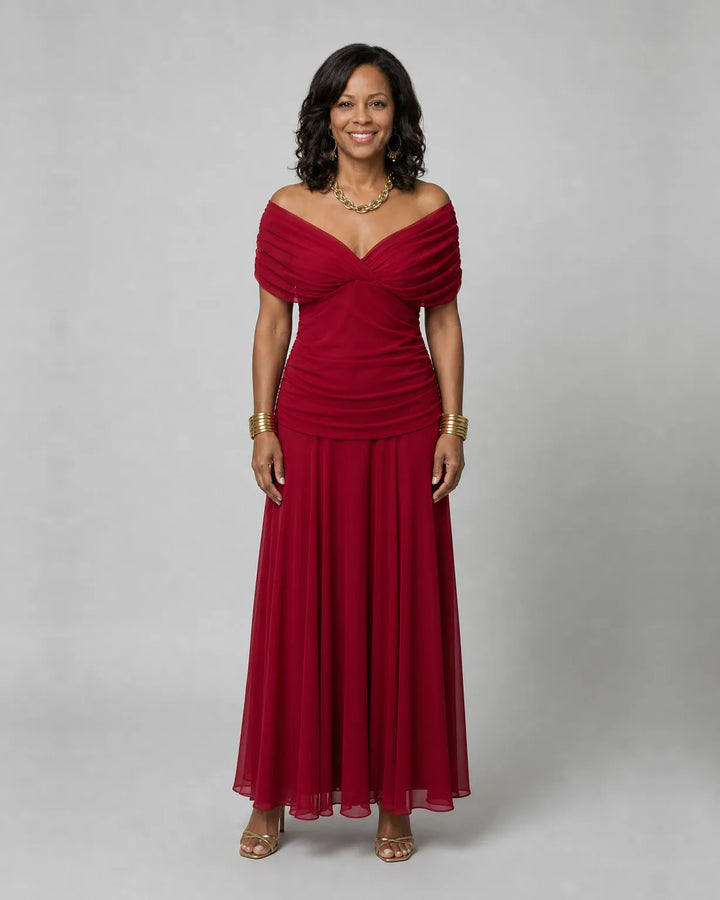 Calen | Off Shoulder Flow Midi Dresses