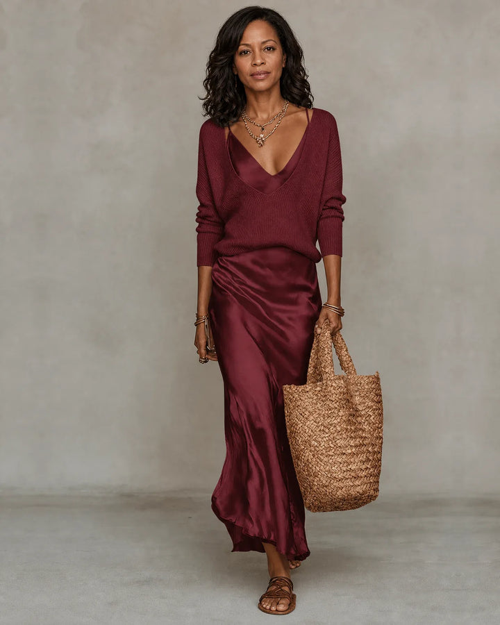 Anaïs | Satin Draped Midi Dress