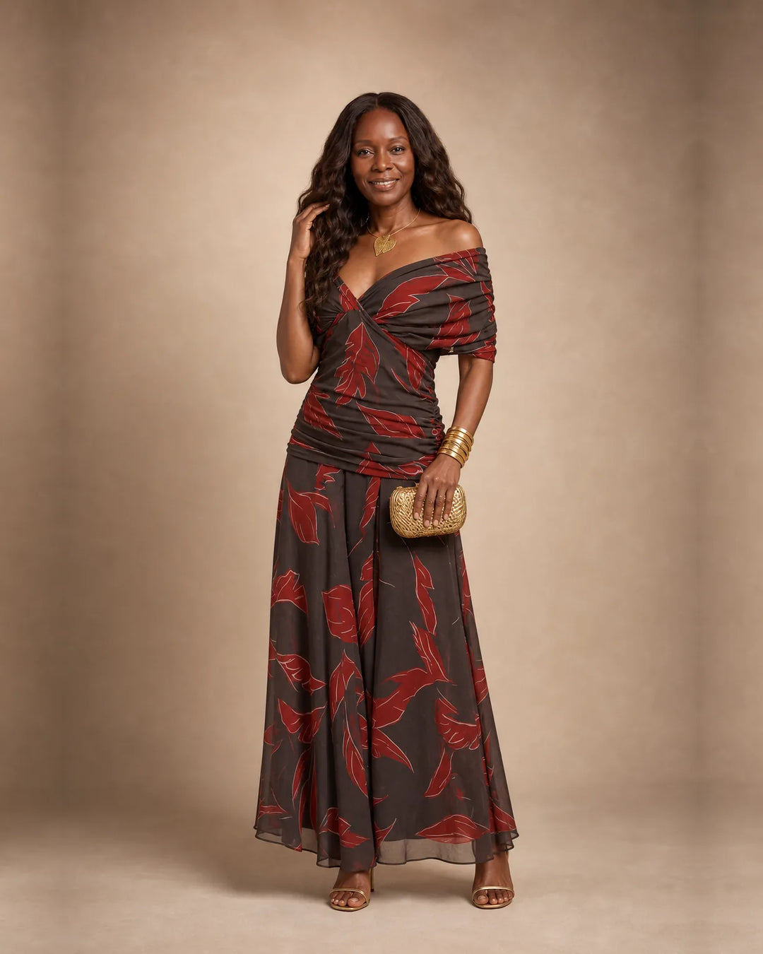 Jasmine | Elegant Dress with Leaves