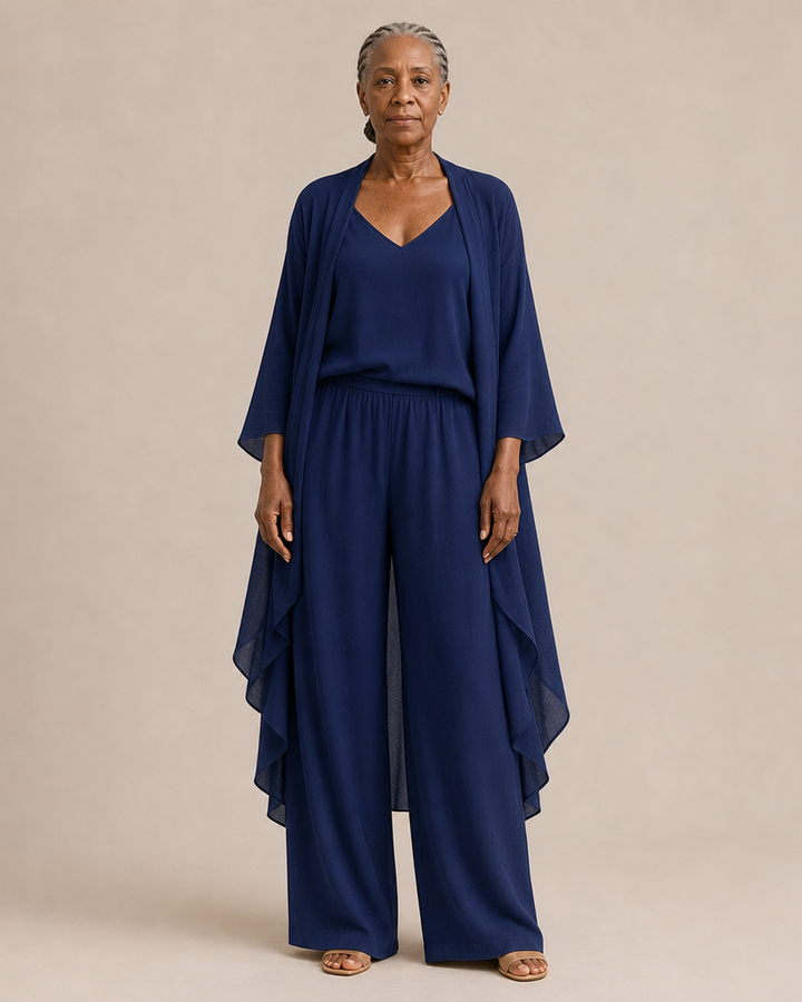 Refined Camisole and Chiffon Jacket Pant Set
