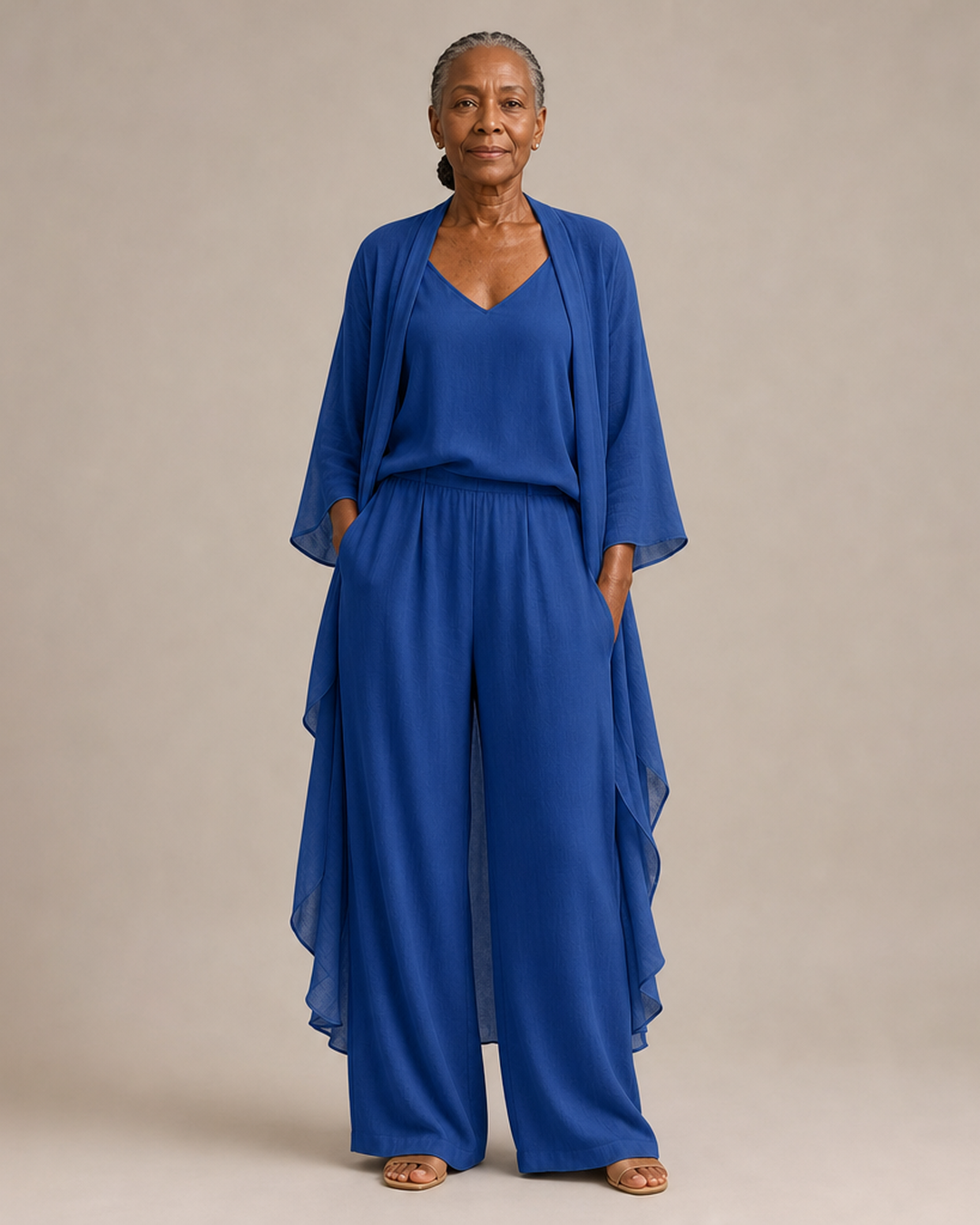 Refined Camisole and Chiffon Jacket Pant Set
