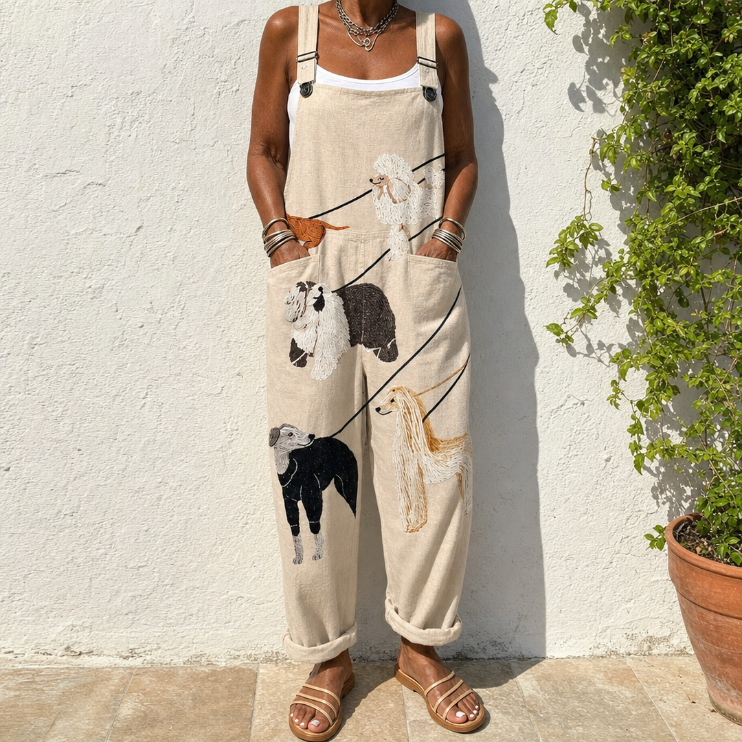 Djeneba | Elegant Dog Print Overalls