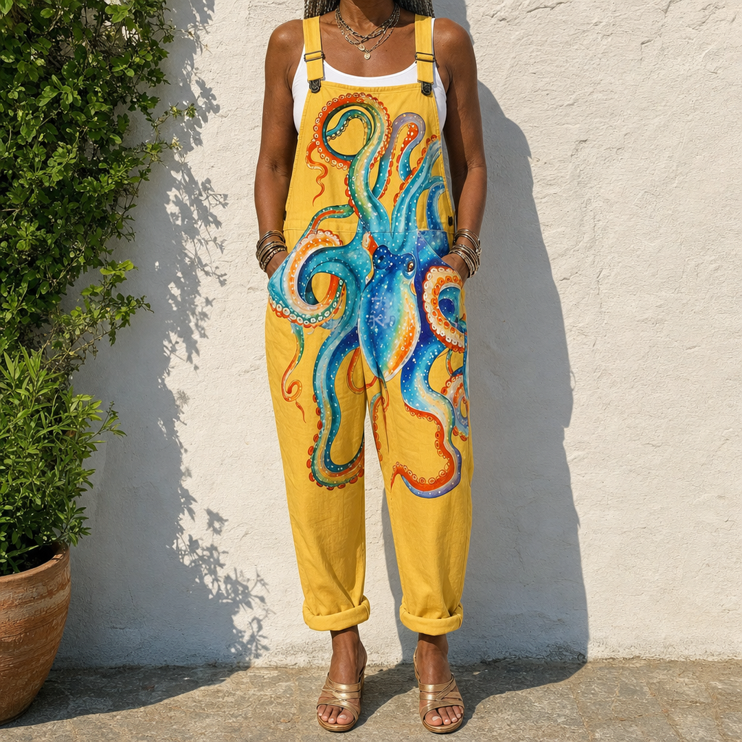 Anneliese | Octopus Print Overalls