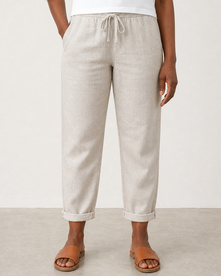 Remy | Elegant Casual Drawstring Pants — Beige