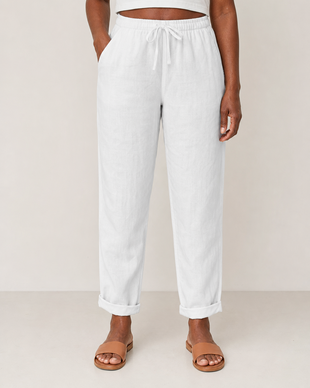 Remy | Elegant Casual Drawstring Pants — White