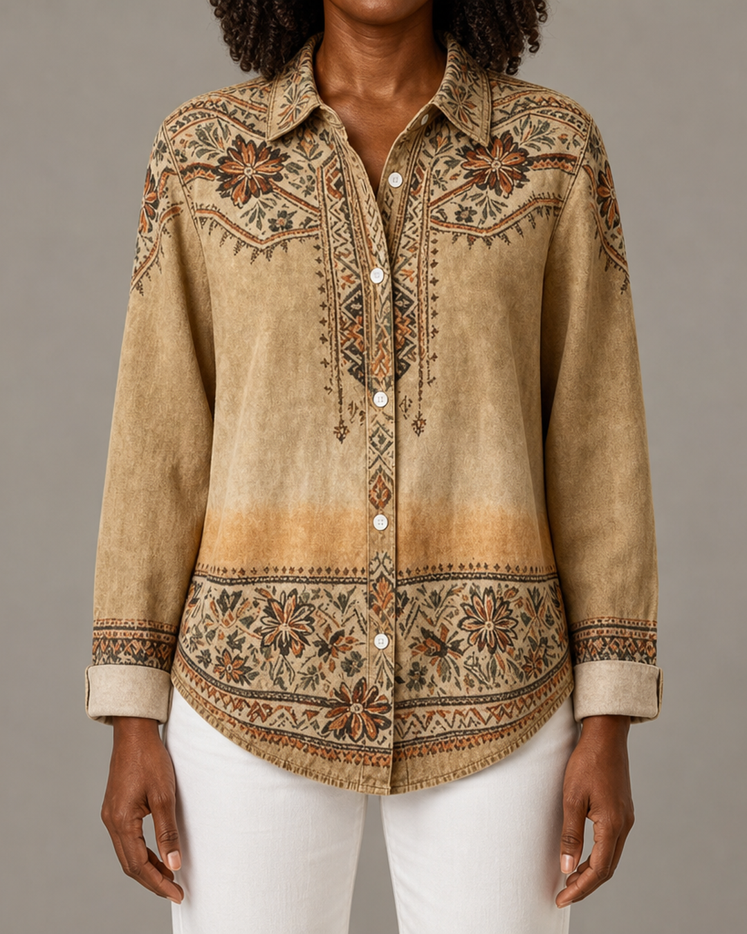 Rexanna™ | Vintage Floral Button Front Blouse
