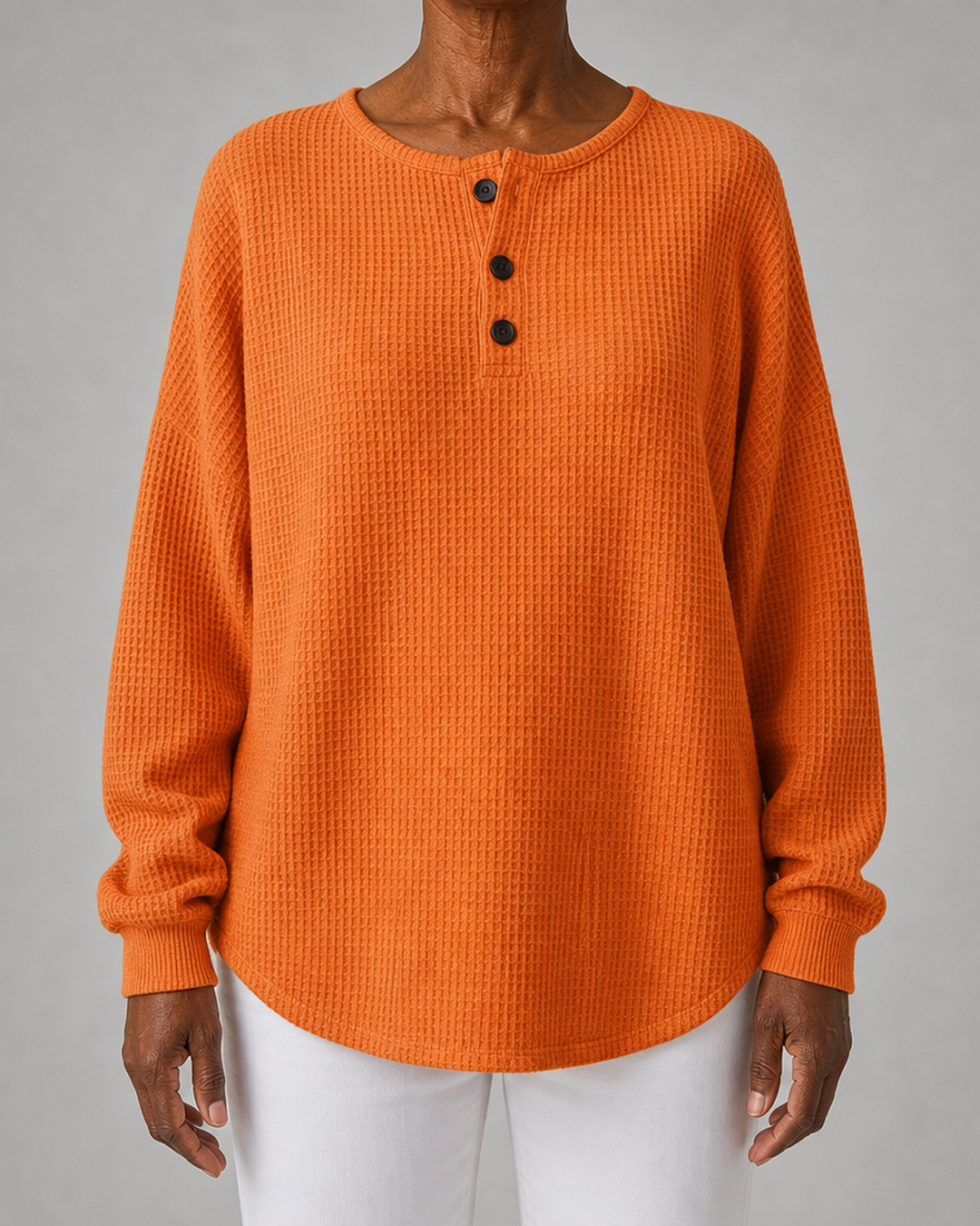 Romaine | Relaxed Waffle-Knit Henley Top