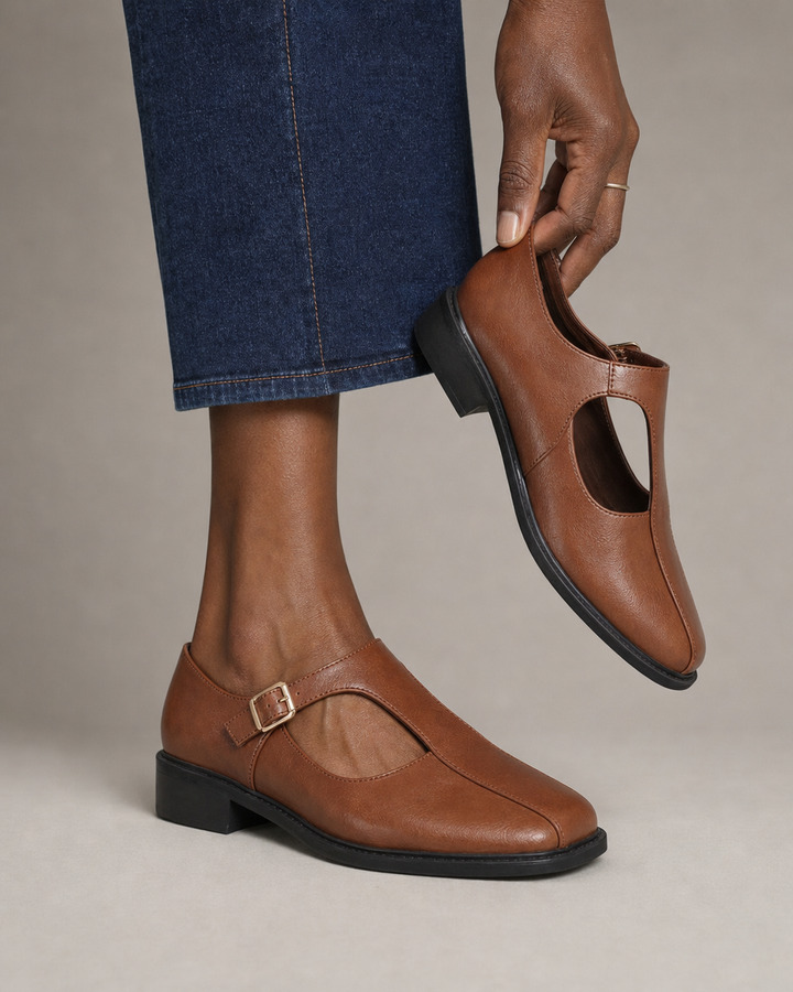 Jana | Comfort Leather Flats - Light Brown