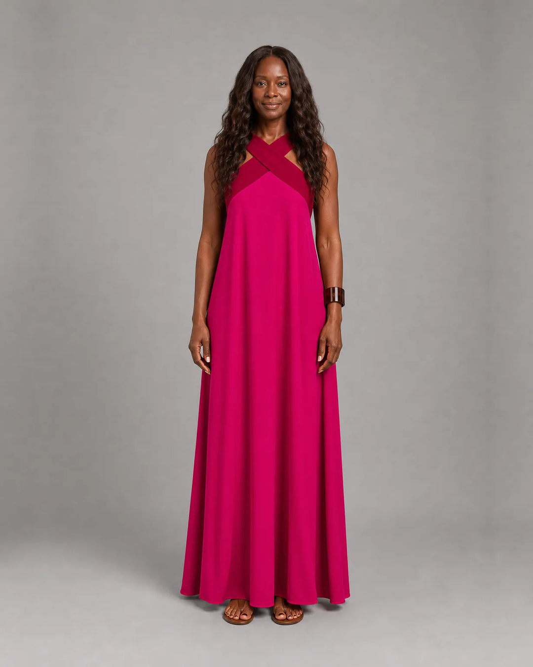 Velora™ | Cross Elegance Maxi Dress