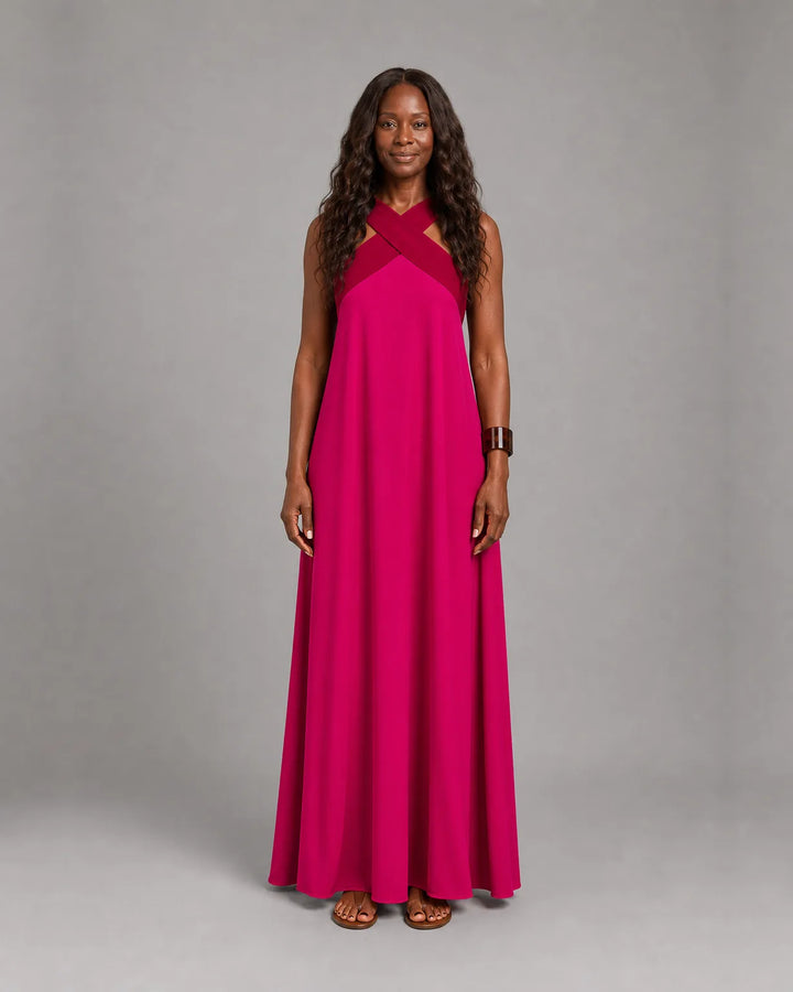 Velora™ | Cross Elegance Maxi Dress