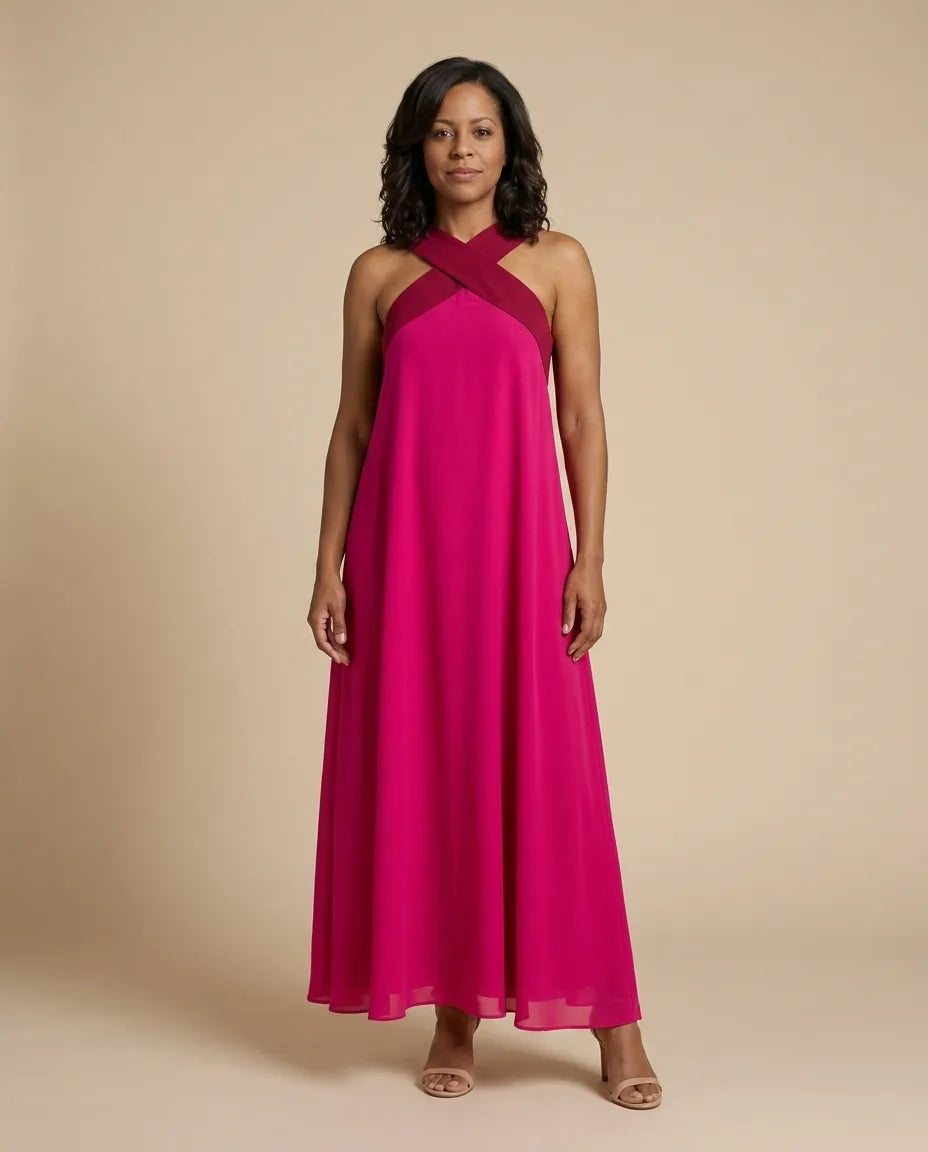 Velora | Cross Elegance Maxi Dress