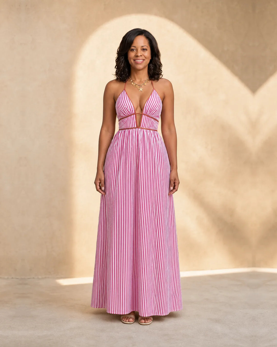 Amina | Cut-Out Halter Maxi Dress