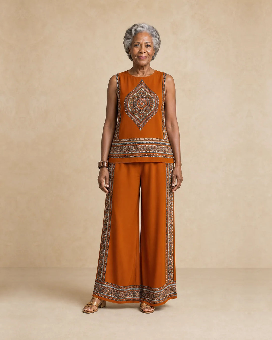 Sierra | Sleeveless Print Top & Wide-Leg Set