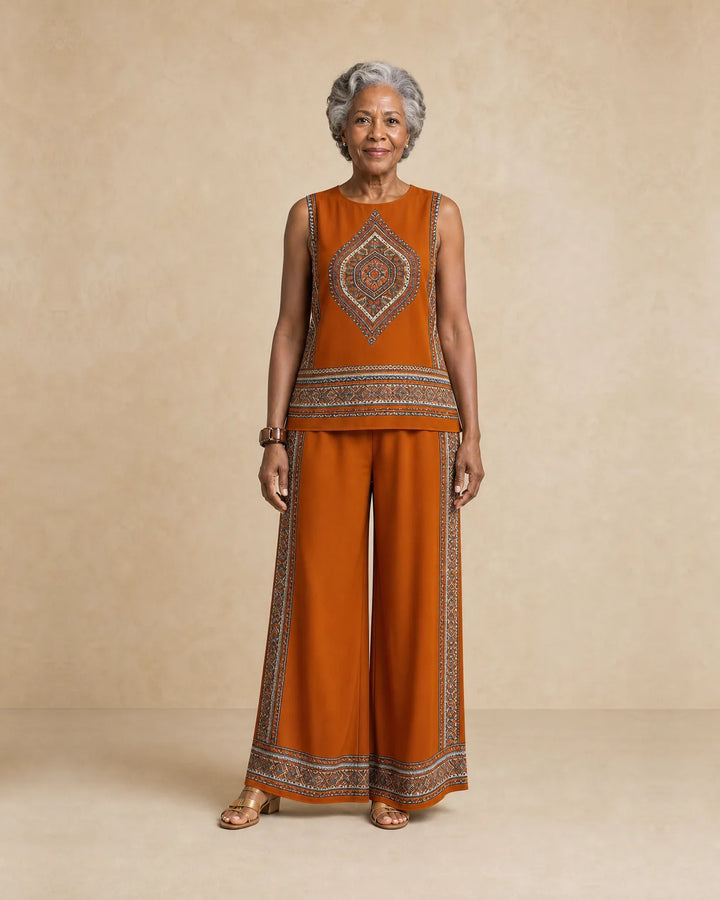 Sierra | Sleeveless Print Top & Wide-Leg Set