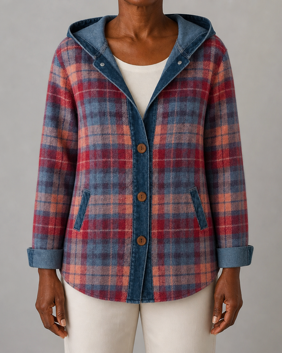 Sabina | Hooded Plaid Shacket