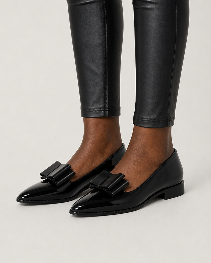 Sabrina | Patent Loafers with Contrast Bow