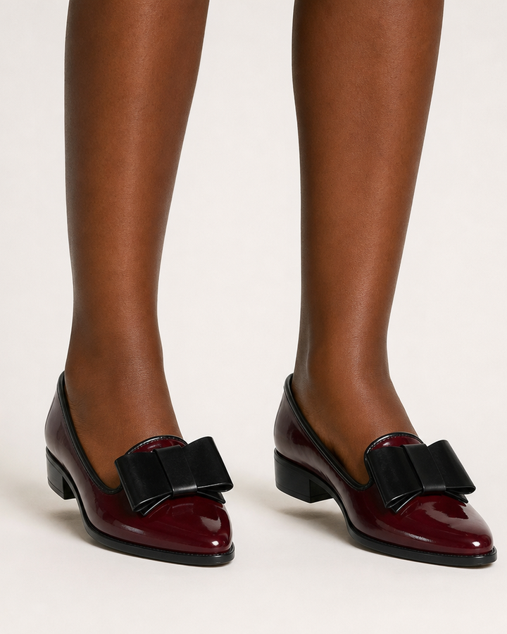 Sabrina | Patent Loafers with Contrast Bow
