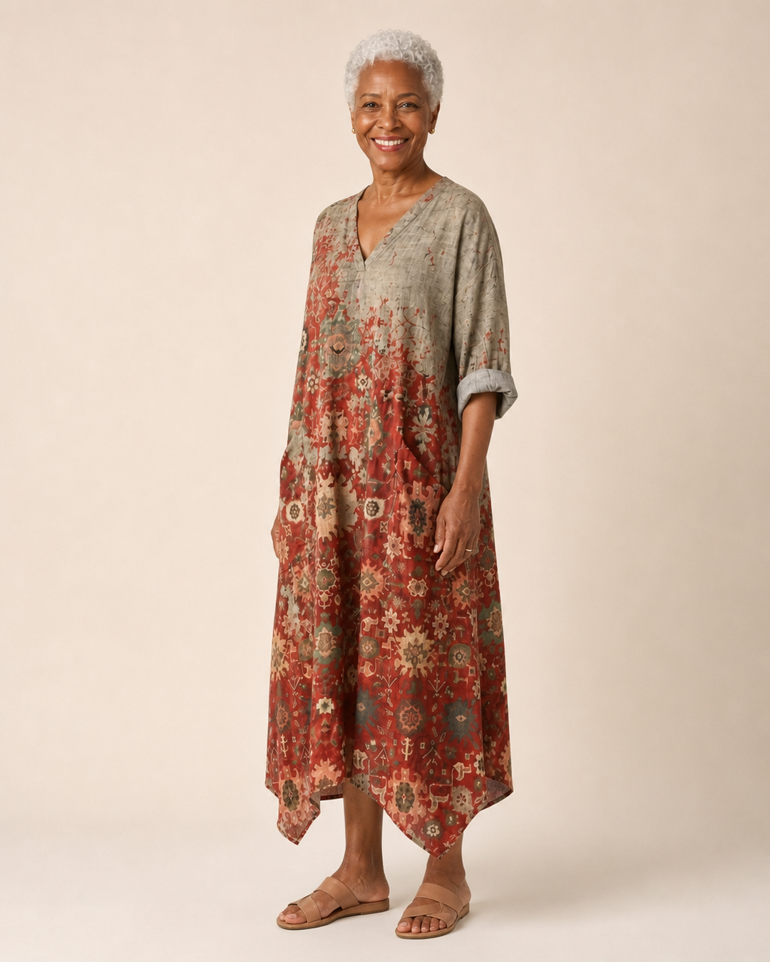 Marlise | Terracotta Tapestry Relaxed Maxi Dress