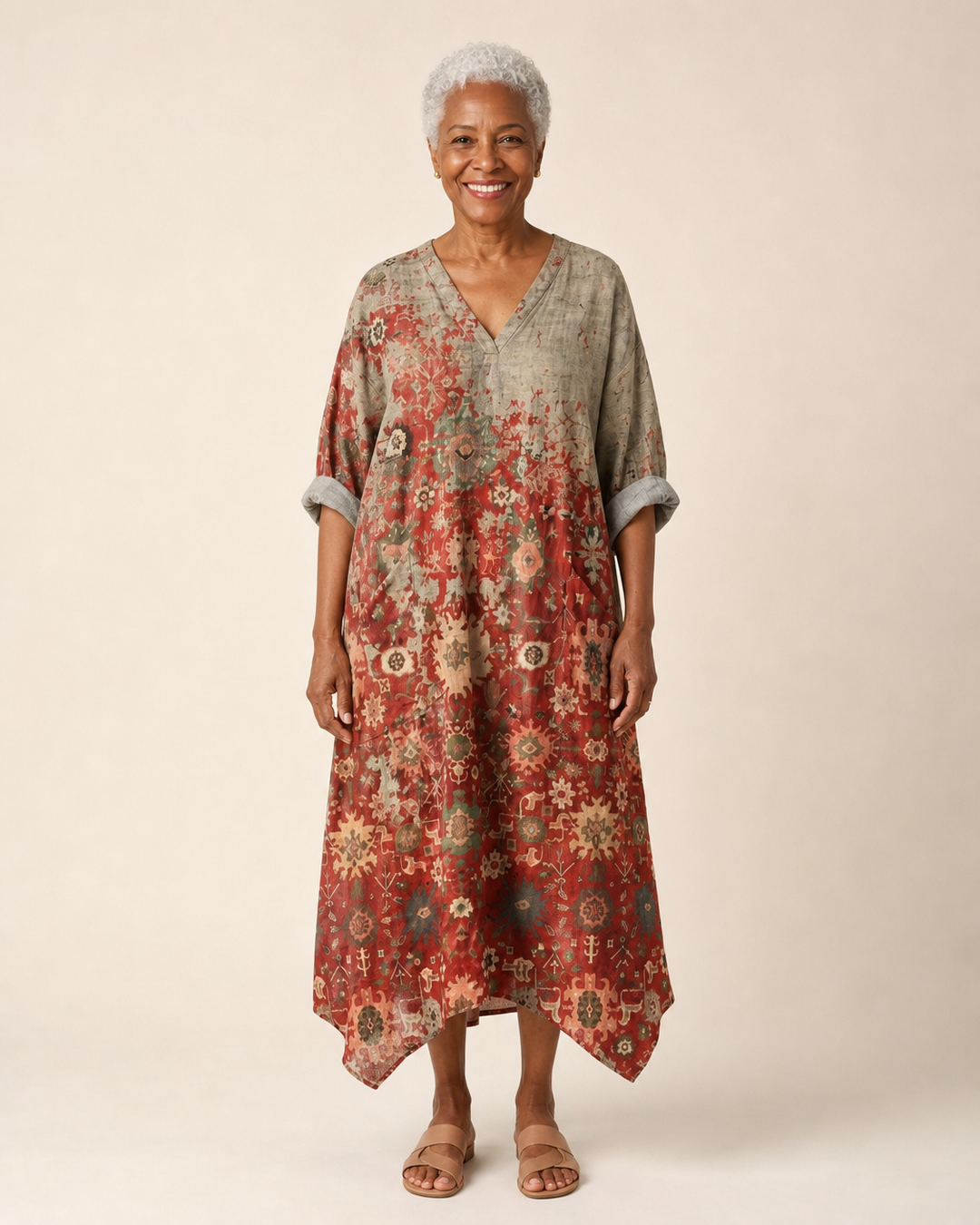 Marlise | Terracotta Tapestry Relaxed Maxi Dress