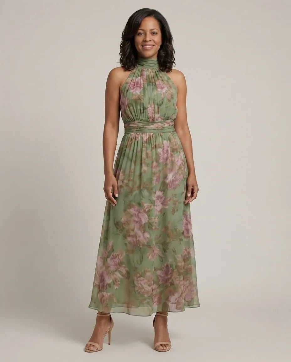 Chloe | Gathered Halter Midi Dress