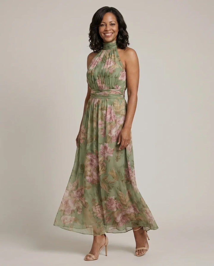 Chloe | Gathered Halter Midi Dress