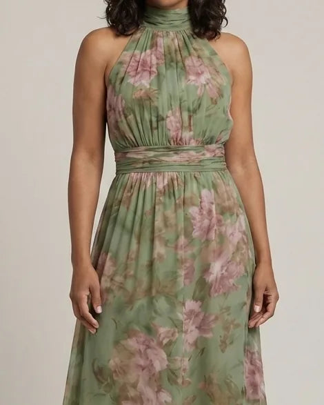 Chloe | Gathered Halter Midi Dress