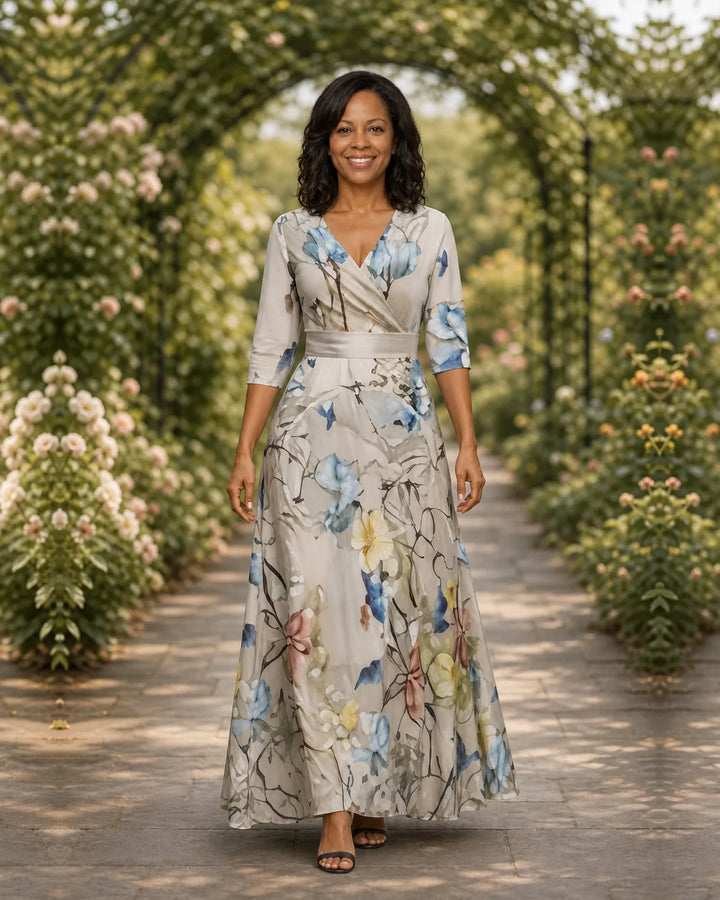 Lillian | Wrap-Style Flowing Maxi Dress
