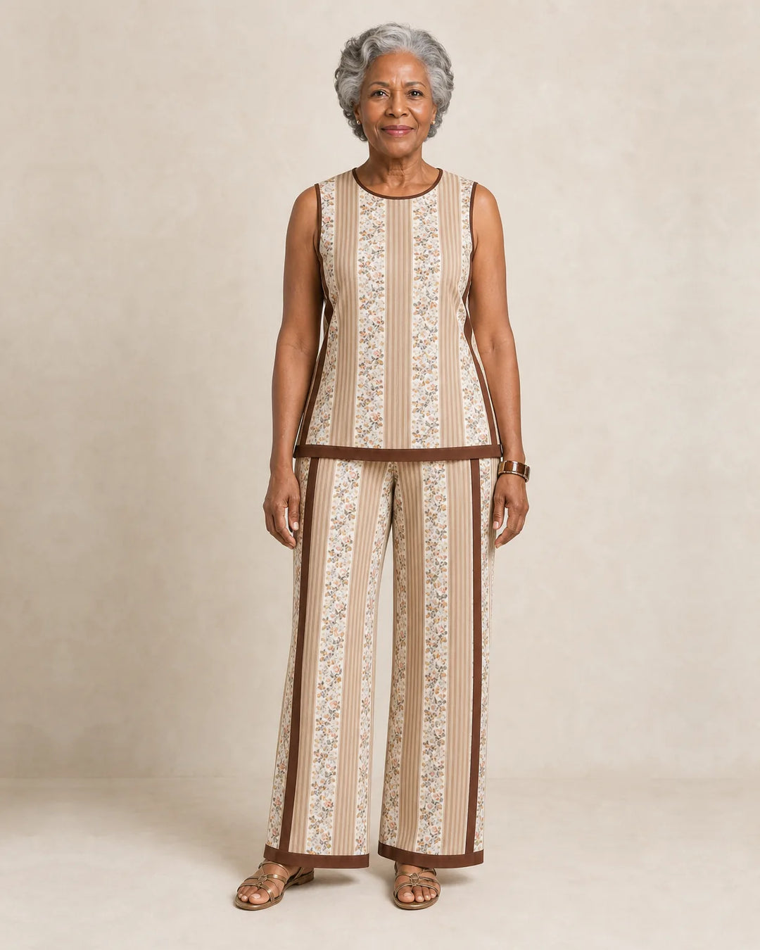 Sierra | Sleeveless Print Top & Wide-Leg Set