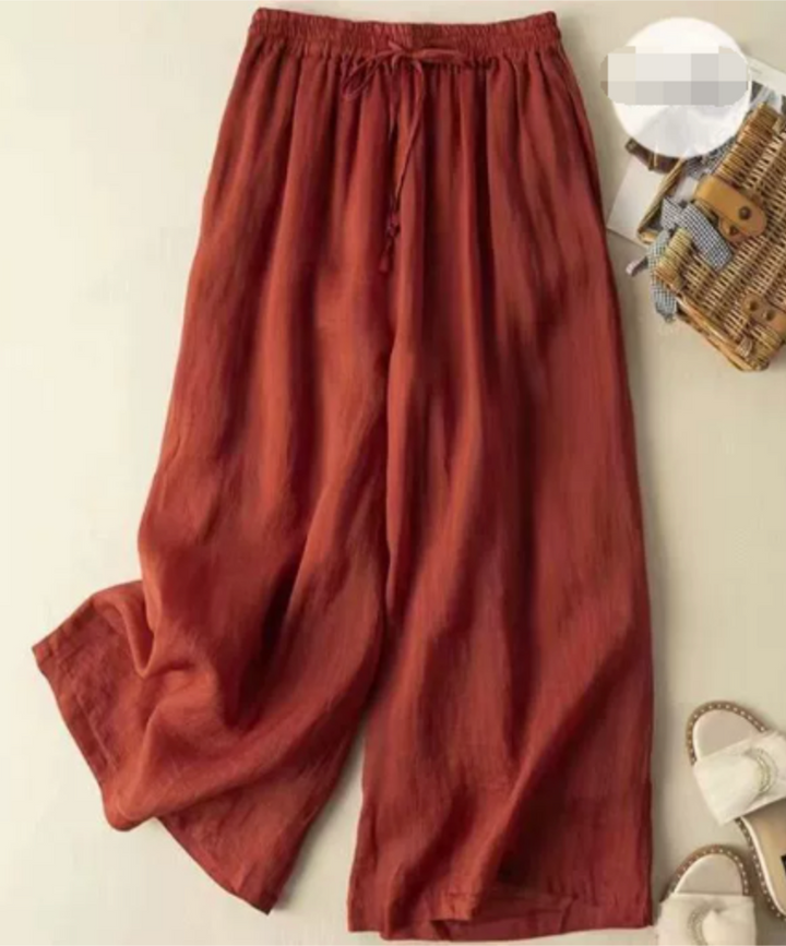 Sandra | Elegant Relaxed Wide-leg Pants — Red