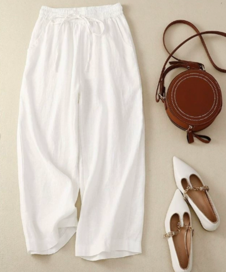 Sandra | Elegant Relaxed Wide-leg Pants — White