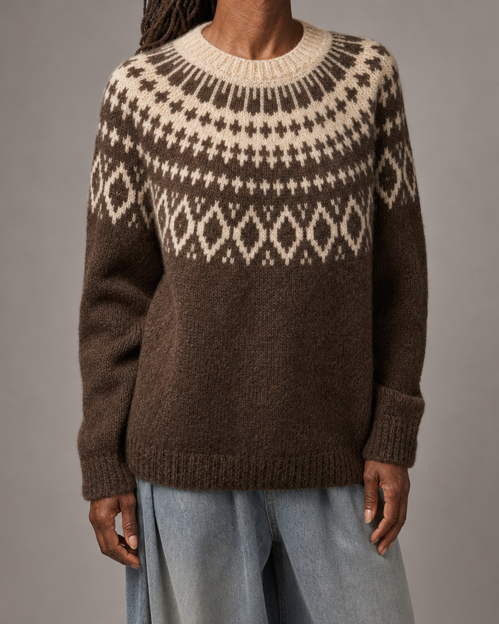 Josephine | Coffee Vintage Fair Isle Pullover