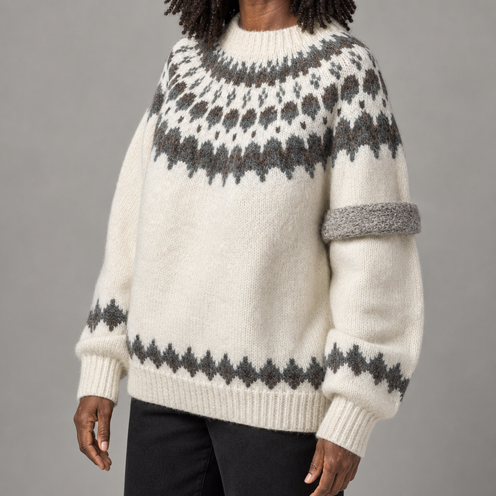 Ursula | Off-white Chunky Alpaca-blend Fair Isle Sweater