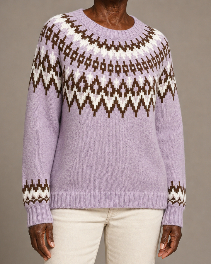 Bernice | Purple Fair Isle Yoke Knit Sweater