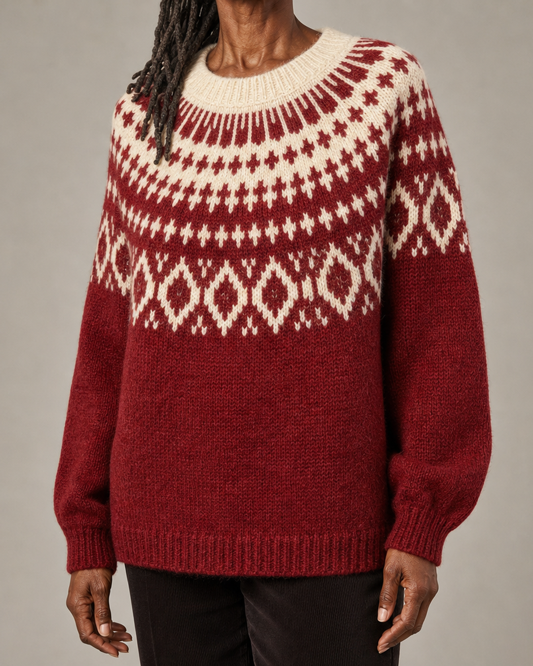 Katherine | Red Vintage Fair Isle Pullover