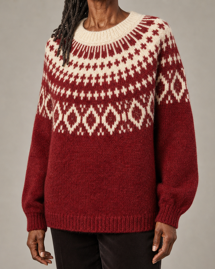 Katherine | Red Vintage Fair Isle Pullover
