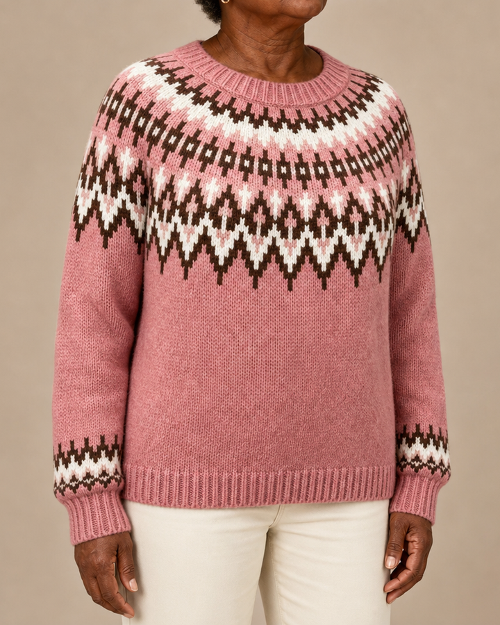Harriet | Rouge Fair Isle Yoke Knit Sweater