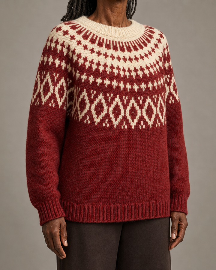 Priscilla | Wine Vintage Fair Isle Pullover